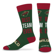 For Bare Feet NHL MINNESOTA WILD Best Team Ever Crew Sock Team Color OSFM