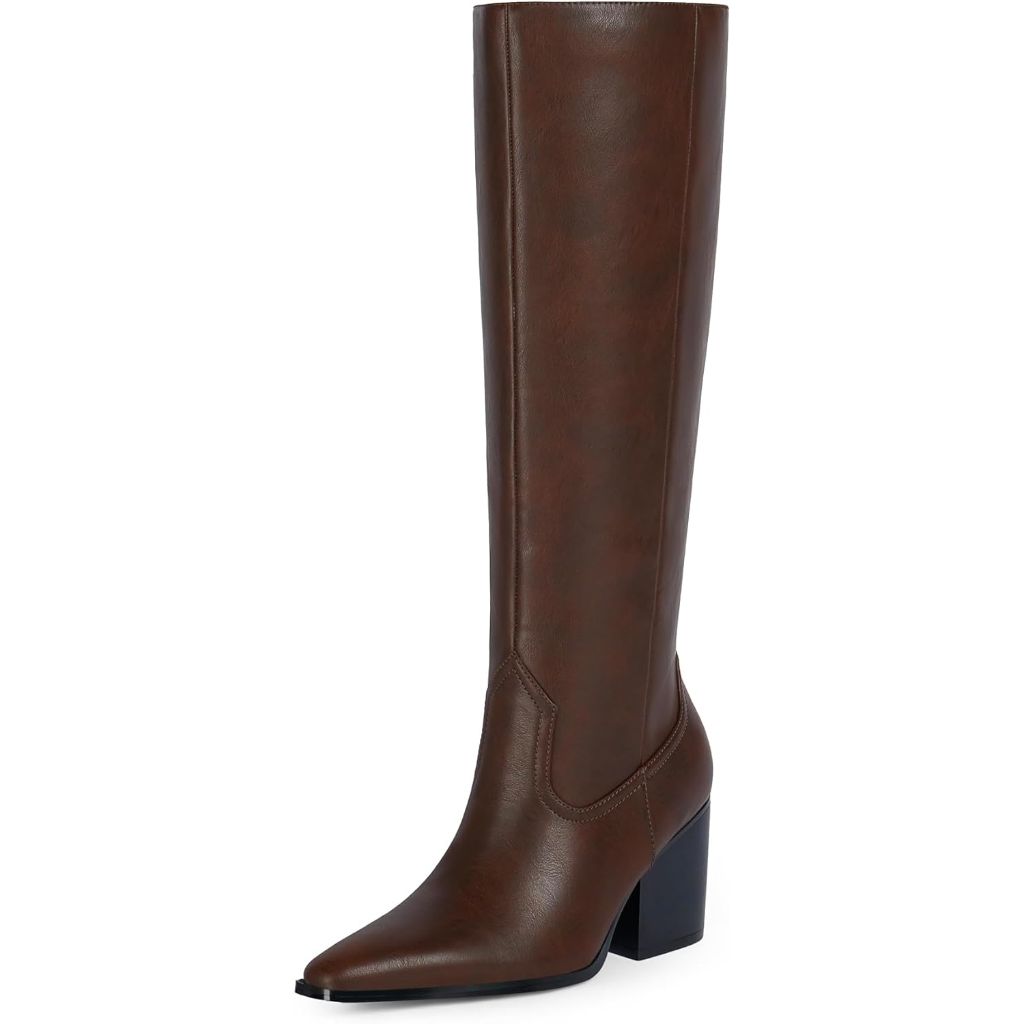 Modatope Knee High Square Toe Boots, RetroBrown, SZ 7.5