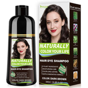 RKQNIER Dark Brown Hair Dye Shampoo for Women & Men, 15 Min Gray Coverage,