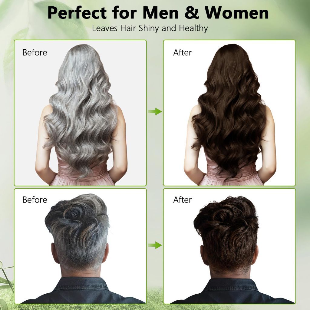 RKQNIER Dark Brown Hair Dye Shampoo for Women & Men, 15 Min Gray Coverage,