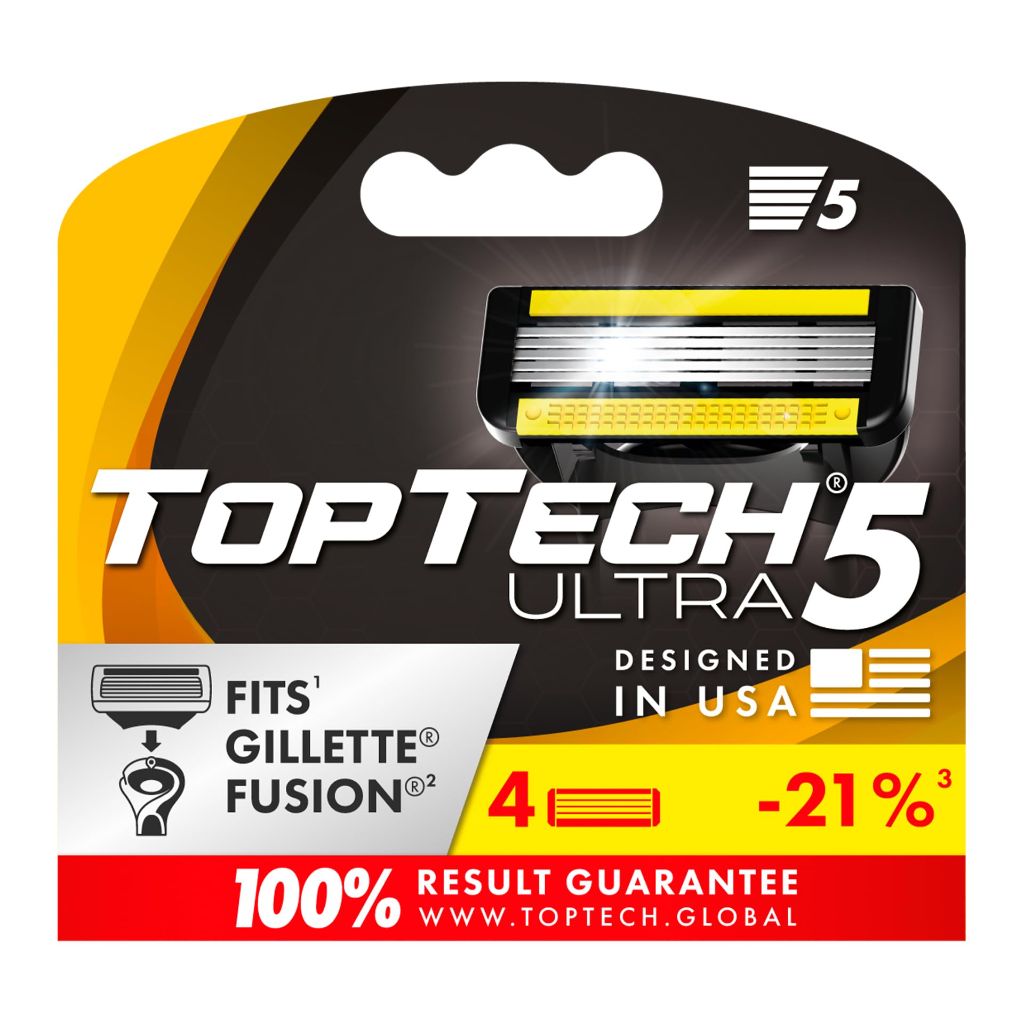 TopTech ULTRA 5 Blade Razor - 4 Cartridges