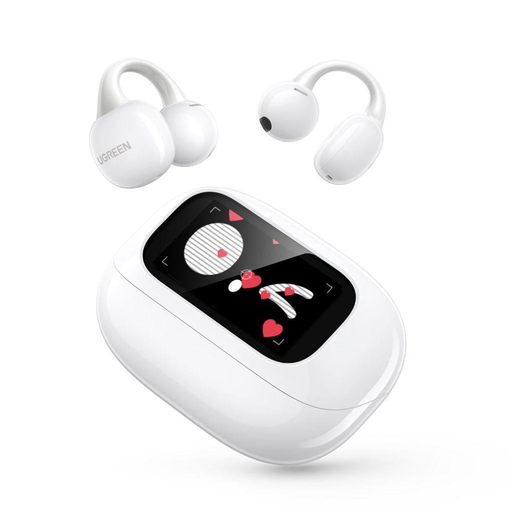 UGREEN ClipBuds Magic True Wireless Earbuds with LCD Smart Display - White