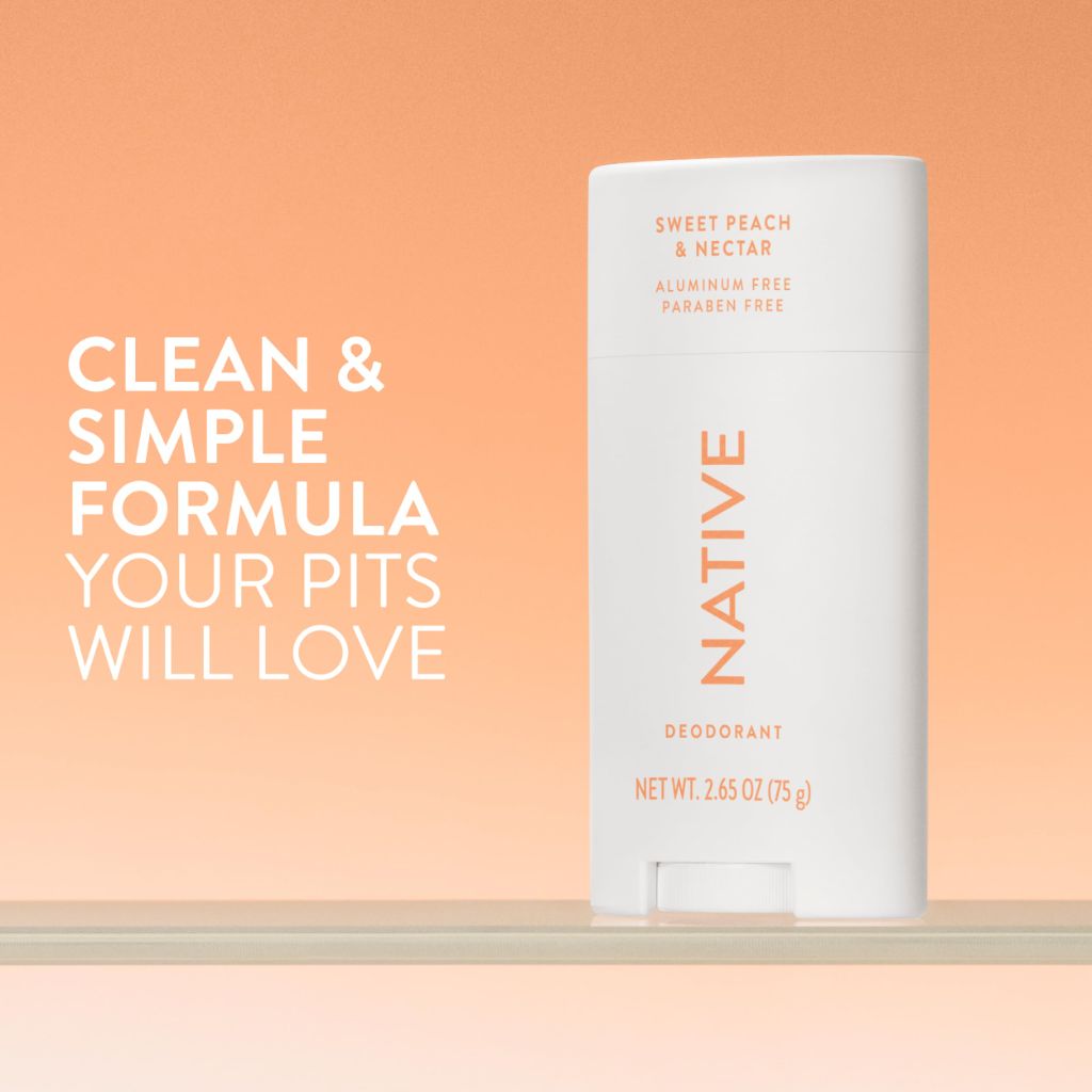 Native Aluminum Free Clean Deodorant - Sweet Peach & Nectar, 2.65 oz.