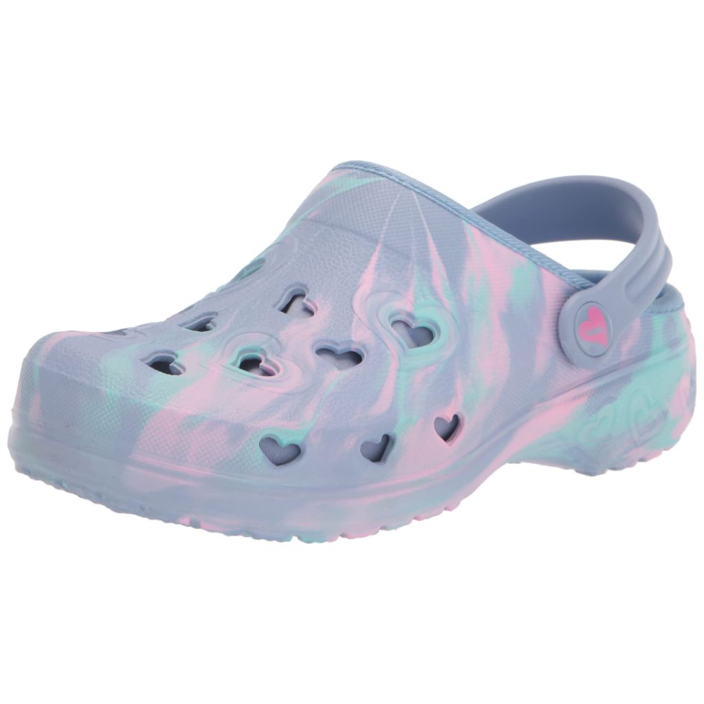 Skechers Girl's Foamies Sweetheart - Super Snuggly Fur-Lined Crocs - Blue/Multi, Size 3 Big Kid