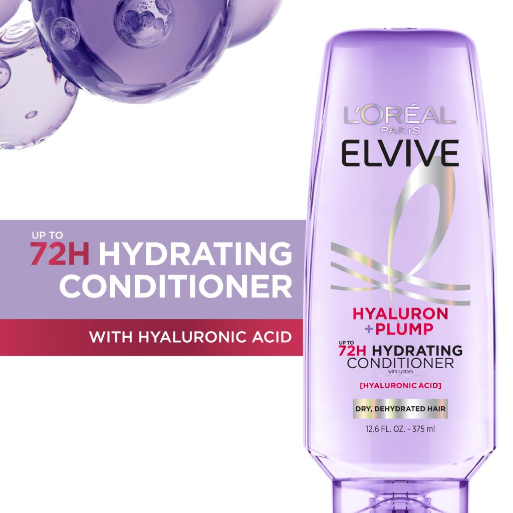 L'Oreal Paris Elvive Hyaluron Plump Hydrating Conditioner for Dehydrated,  12.6 Fl Oz