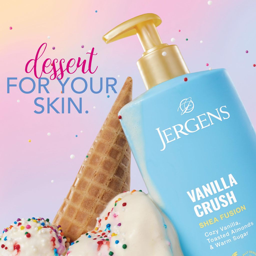 Jergens Shea Fusion Vanilla Crush Body Lotion for Dry Skin, 14 fl oz