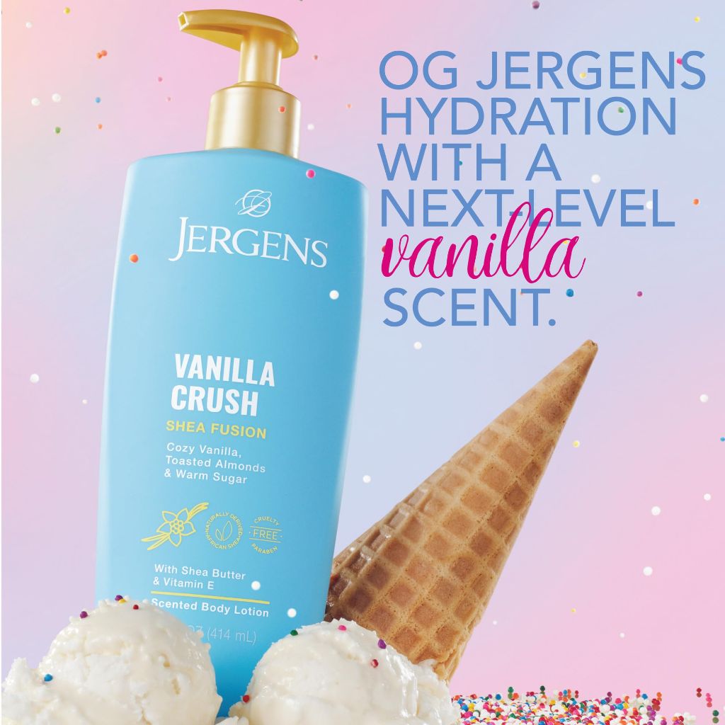 Jergens Shea Fusion Vanilla Crush Body Lotion for Dry Skin, 14 fl oz