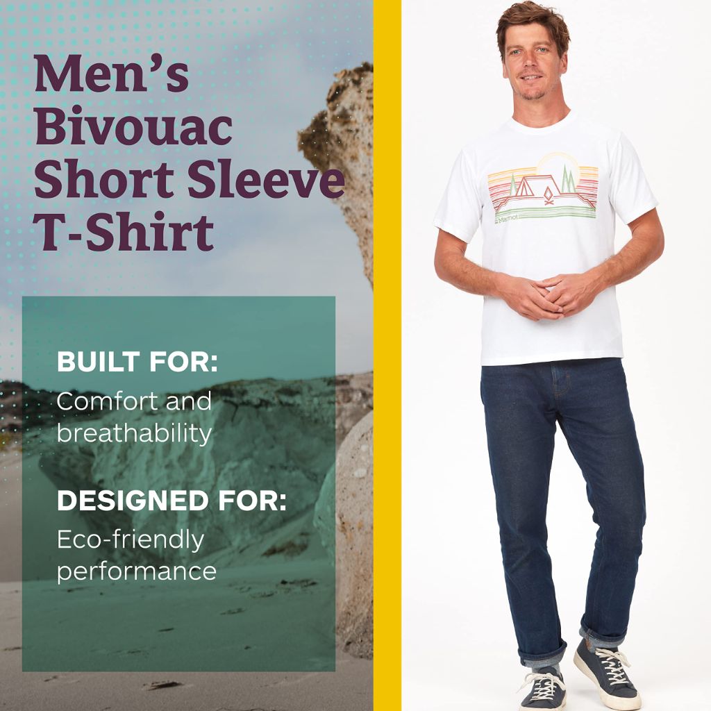 MARMOT Men's Bivouac Short Sleeve Tee Shirt, White SZ L