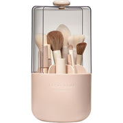 EACHY Makeup Brush Holder 360° Rotating with Dustproof Lid (Pink)