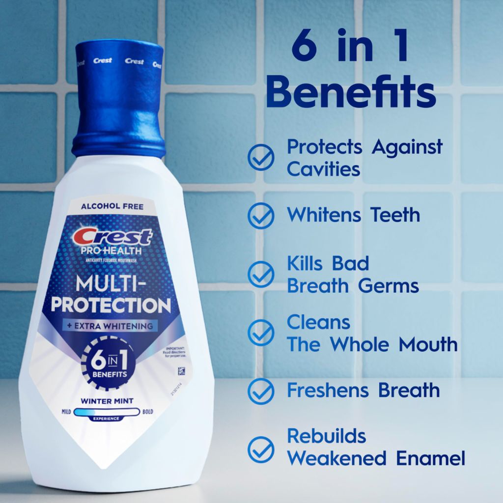 Crest Pro-Health Advanced Mouthwash, Alcohol Free, Extra Whitening, Energizing Mint Flavor, 946 mL (32 fl oz)