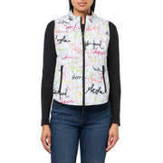 MULTIPLES Women's Thru Collar Zip Pocket Quilted Reversible Vest - White/Multi, Medium (P)