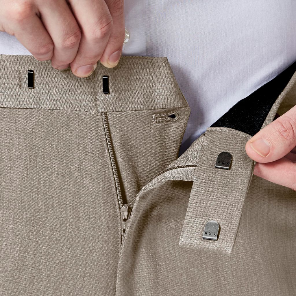 Kenneth Cole Men's Reaction Slim Fit Flat Front Dress Pants - Oatmeal, 33W x 30L