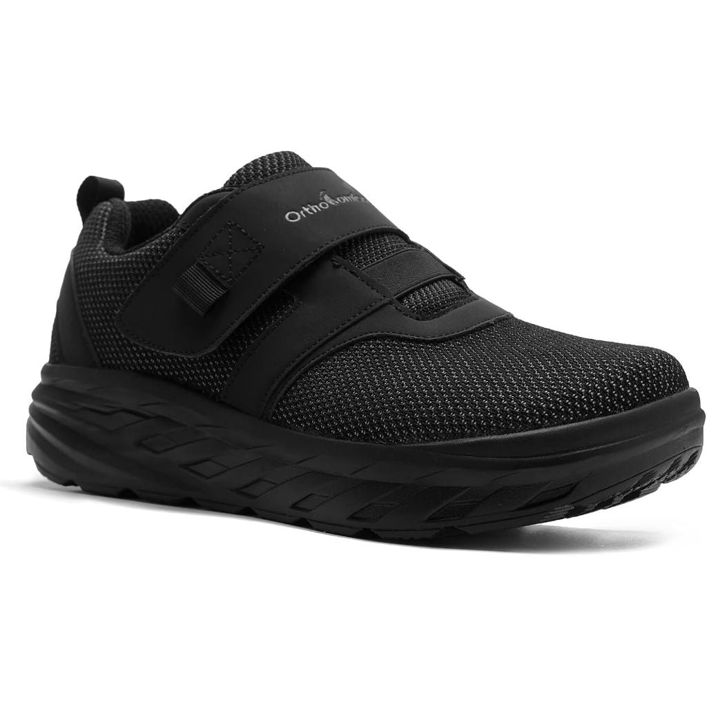 OrthoComfoot Men's Orthopedic Diabetic Walking Shoes - Black, Size 8 Extra Wide