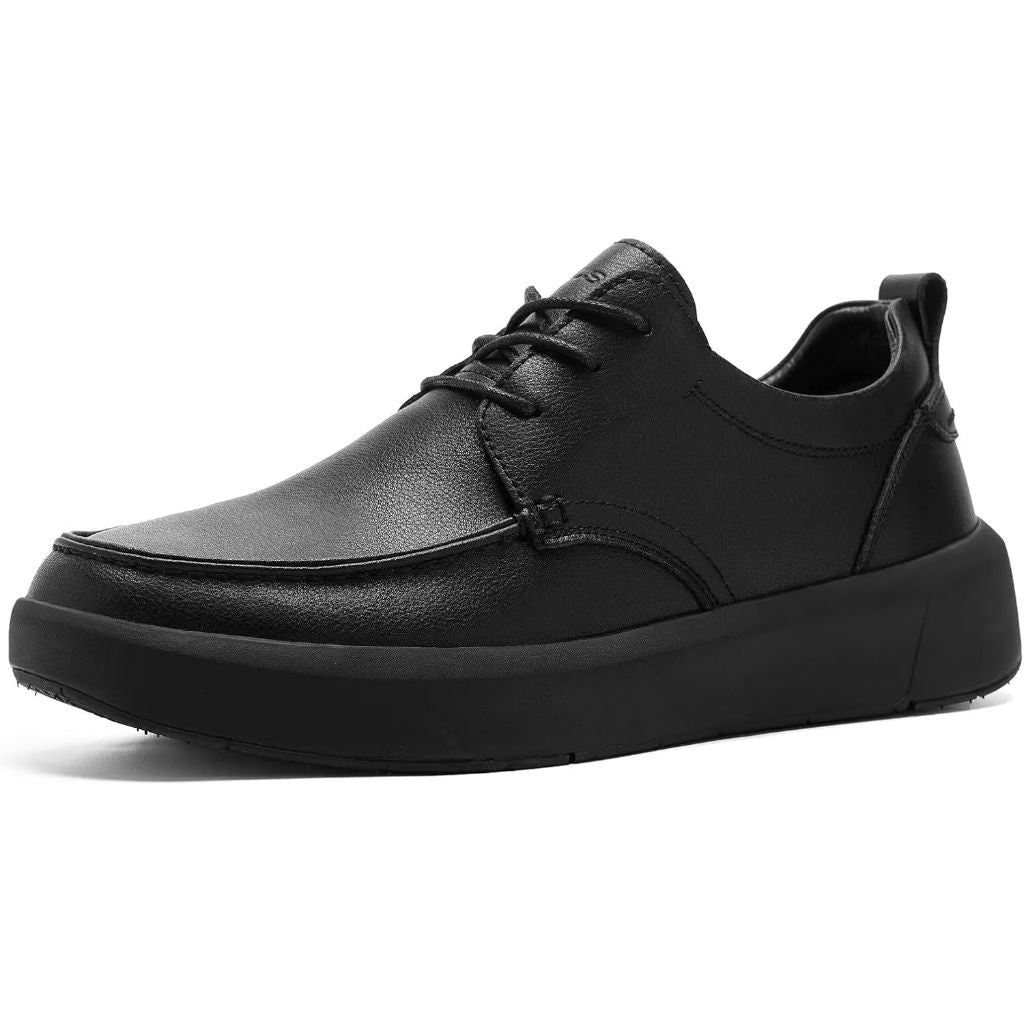 OrthoComfoot Men's Orthopedic Leather Dress Walking Shoes - Black, Size 10