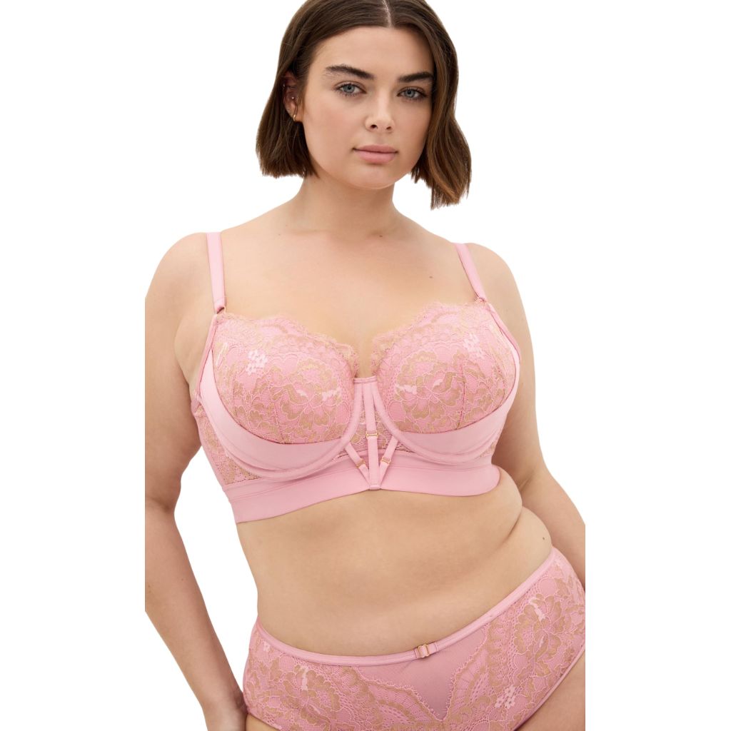City Chic Alexis Controur Longline Plus Size Bra - Vintage Rose, 42DD
