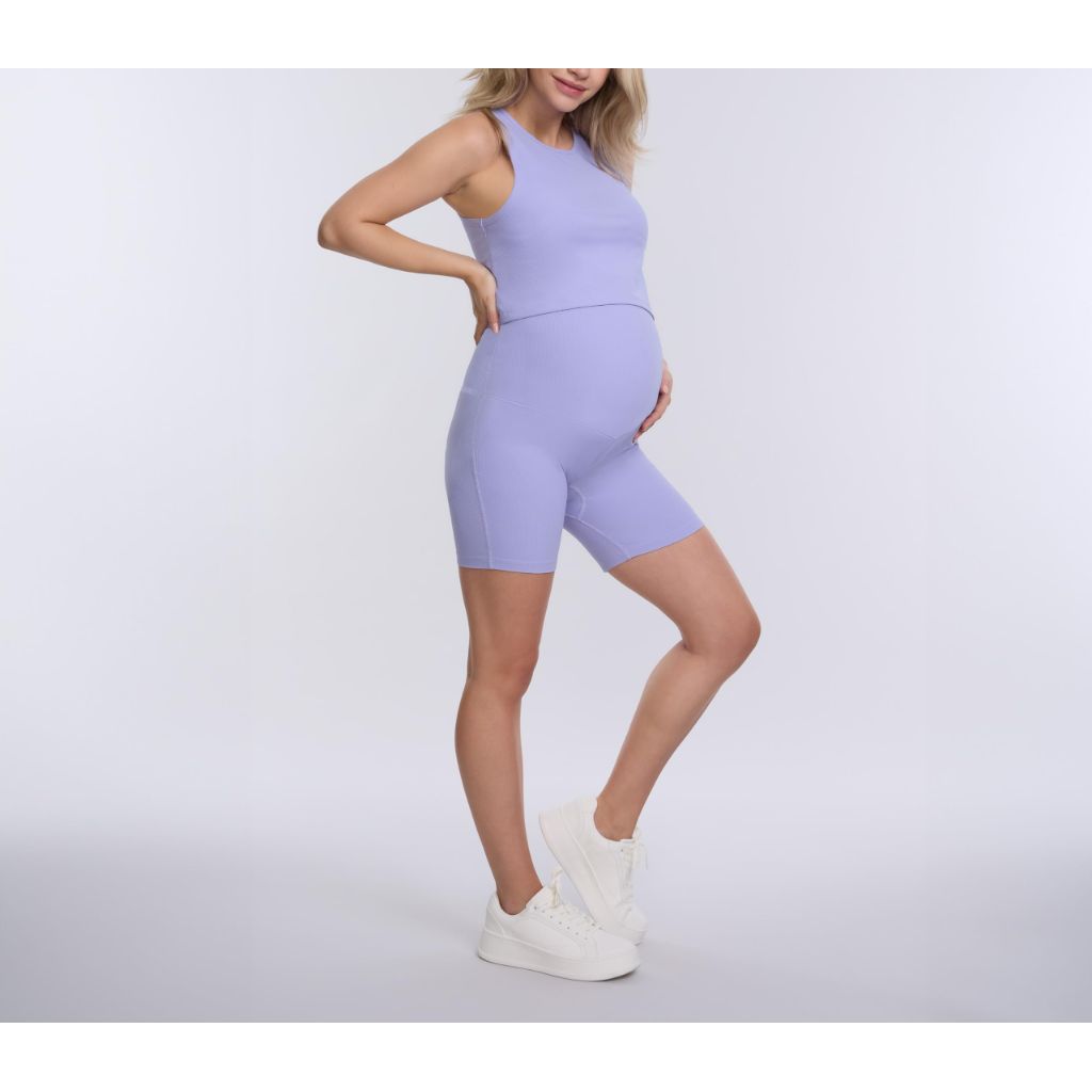 Motherhood Maternity Ribbed Racerback Crop Tank Top, Sweet Lavender, SZ L