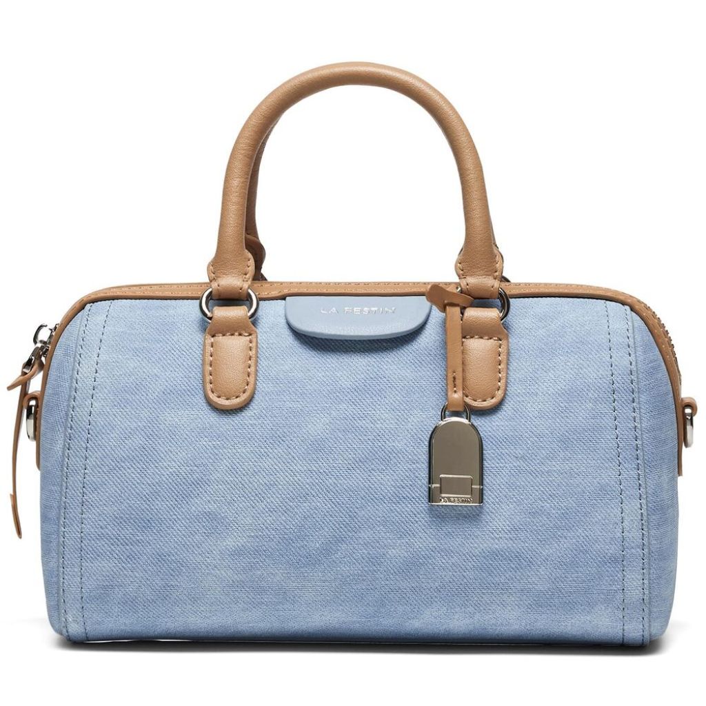 LA FESTIN Leather Crossbody/Clutch Tote Purse, Denim Blue
