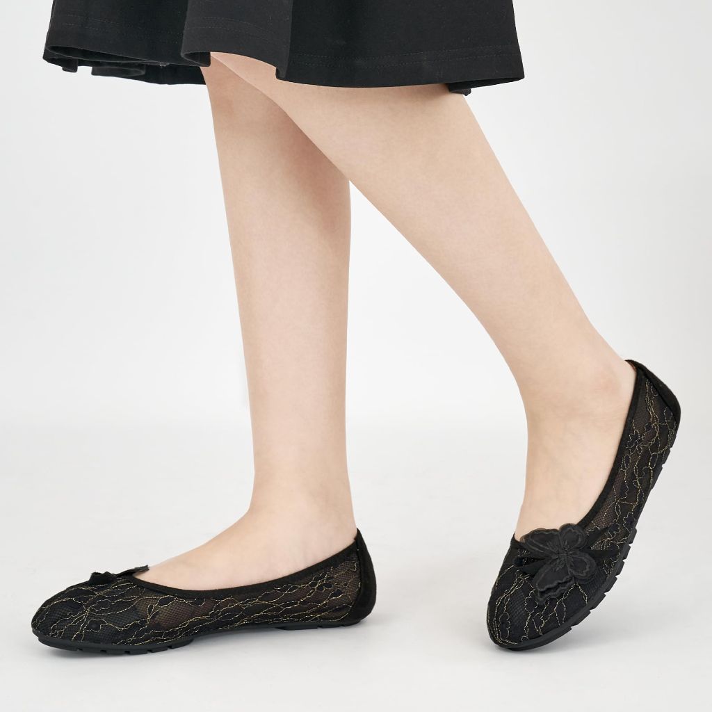 Aomigoct Women's Ballet Flats - Black Lace, Size 8.5