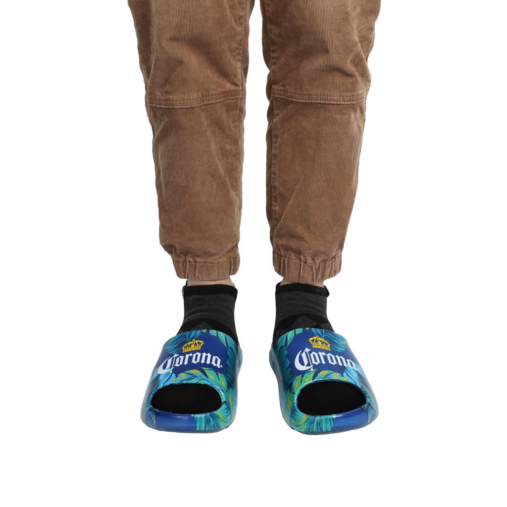 Bioworld Men's Corona Palm Leaf, Slide Sandals, Blue SZ XS