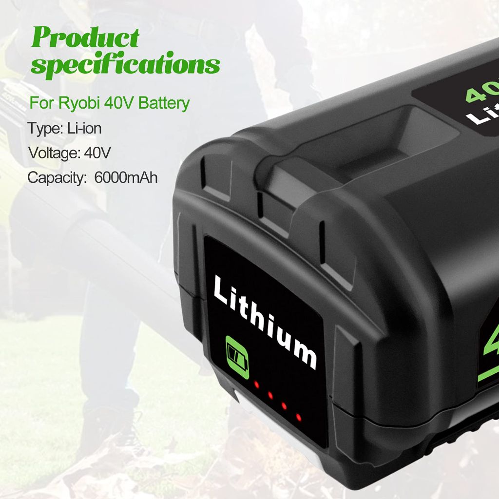 ADVNOVO 40V 6000mAh Lithium-Ion Battery Replacement for Ryobi 40-Volt Collection Cordless Power Tools OP4040 OP4026 OP4030 OP4050 OP4060A