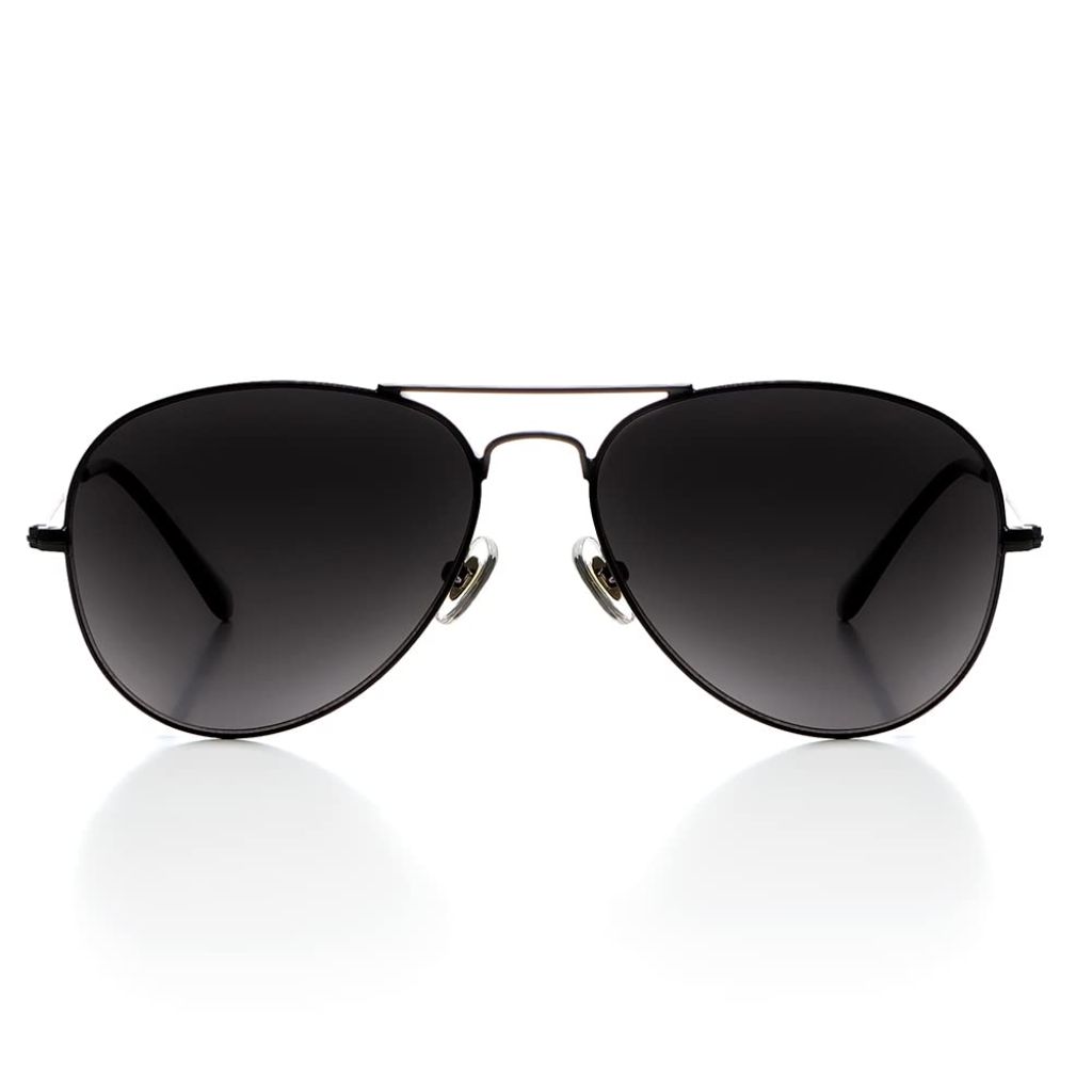 Isheep Adult's Classic Aviator Sunglasses, UV400 Protection, Durable Impact-Resistant HD Nylon Lenses - Black Frame, Black Lens