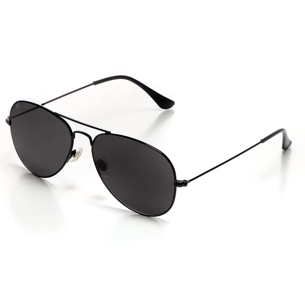 Isheep Adult's Classic Aviator Sunglasses, UV400 Protection, Durable Impact-Resistant HD Nylon Lenses - Black Frame, Black Lens