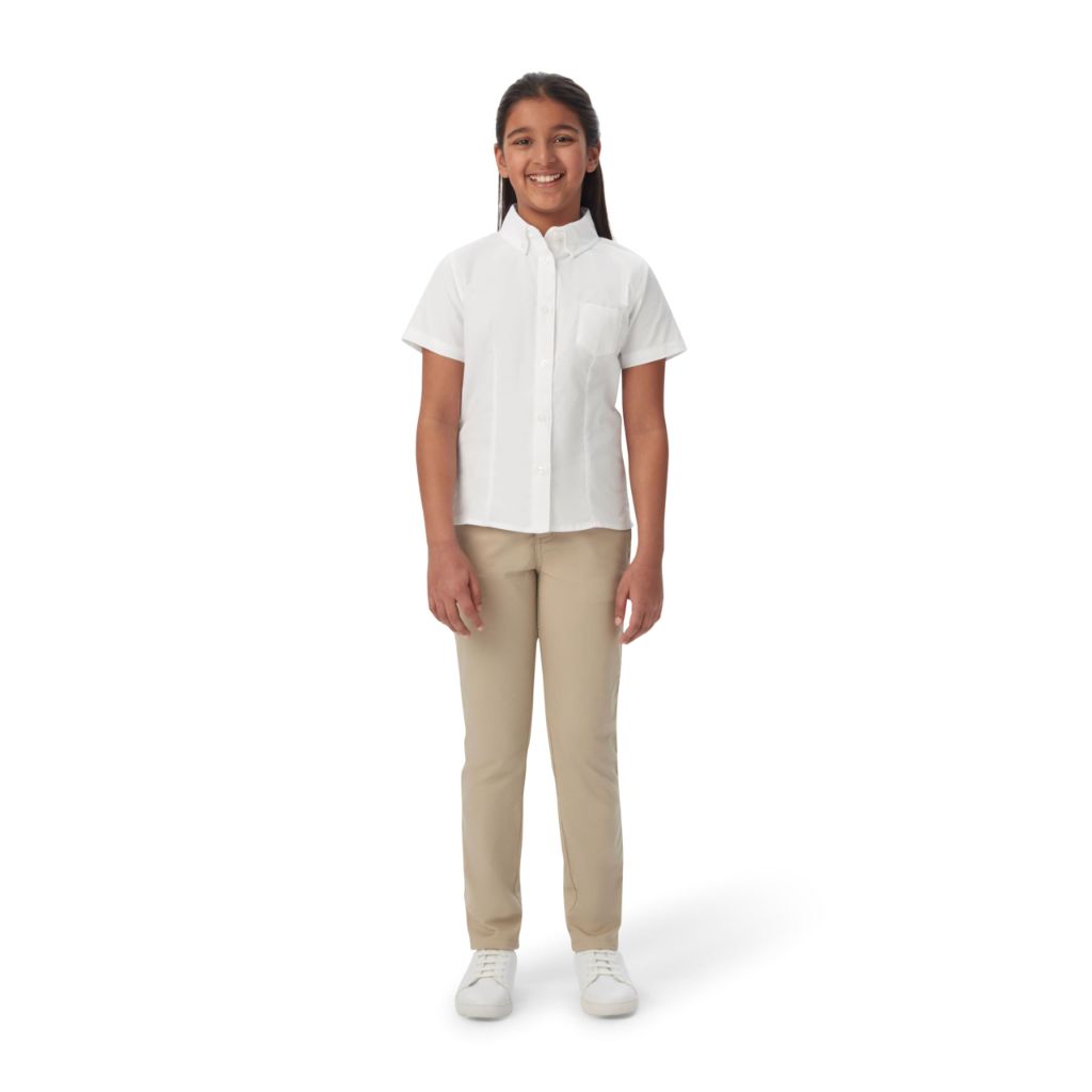 French Toast Girls' Short Sleeve Button Down Oxford Shirt - White, Size 6