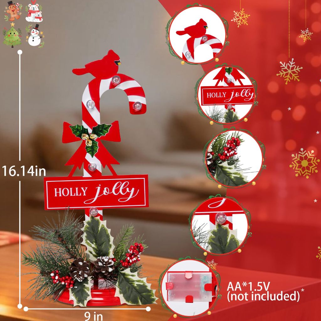 Wonder Garden Indoor Lighted Candy Cane Christmas Sign - 16" (2ct.)