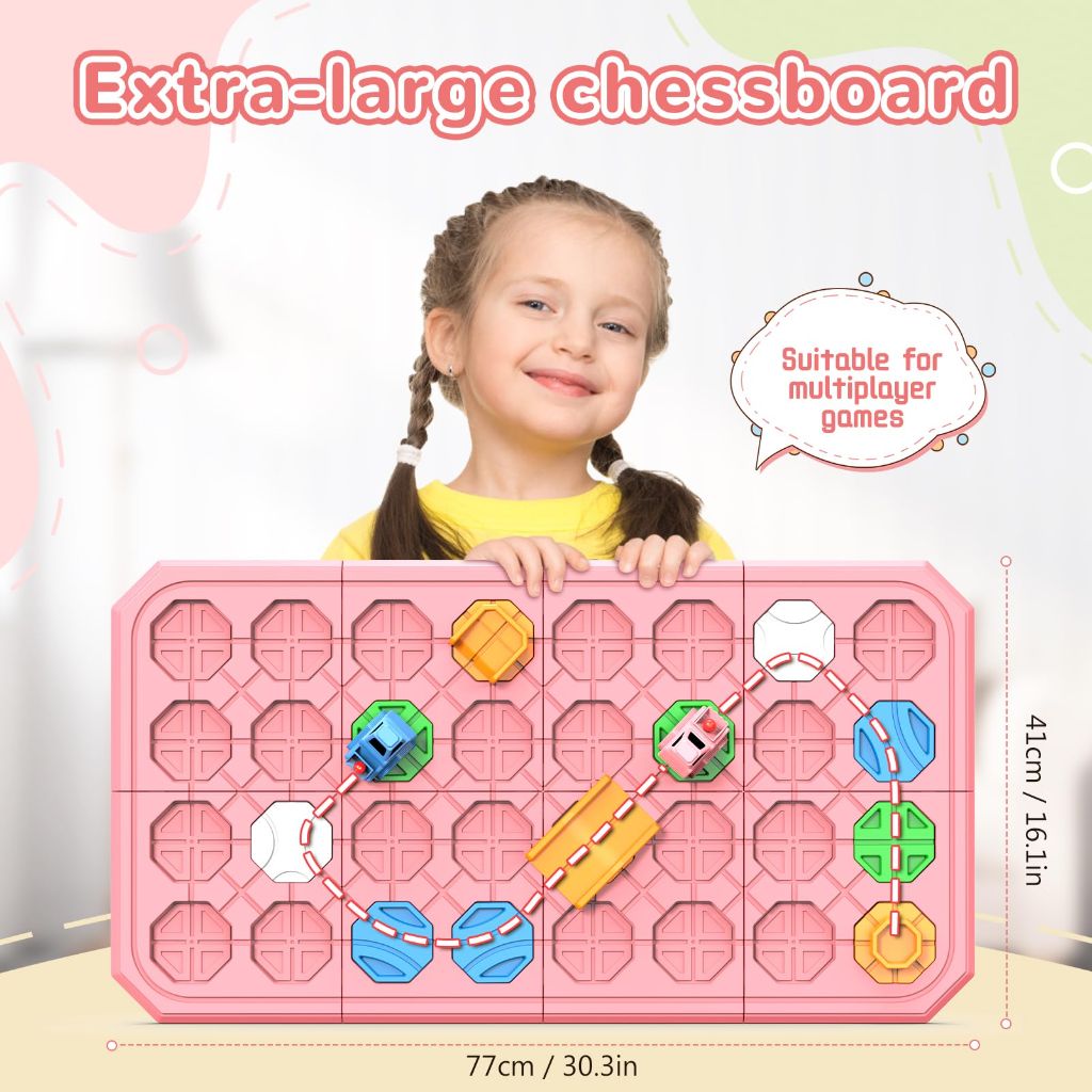 STEM Montessori Logic Road Builder Game Brain Teaser Puzzle - Pink, 32pcs.