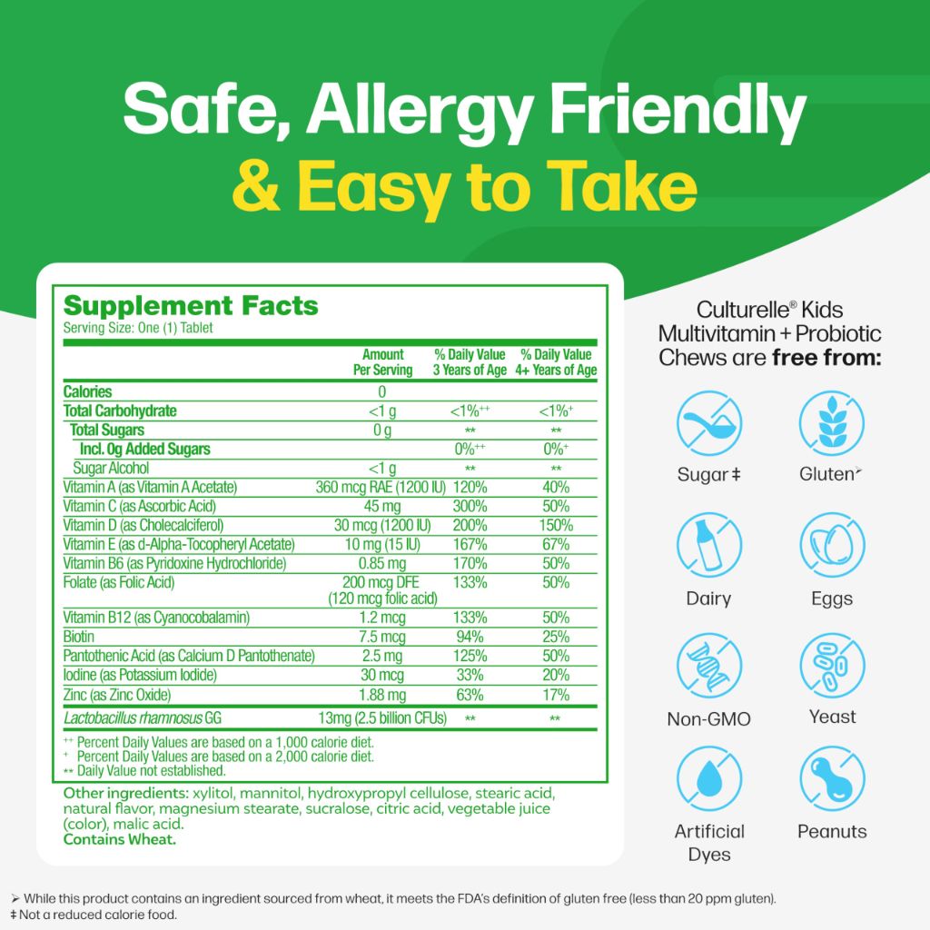 Culturelle Kids Complete Chewable Multivitamin + Probiotic For Kids, Ages 3+, 90 Count