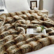 Dreamnine Premium Luxury Fuzzy Faux Fur Throw Blanket - Gold/Brown, 50" x 60"