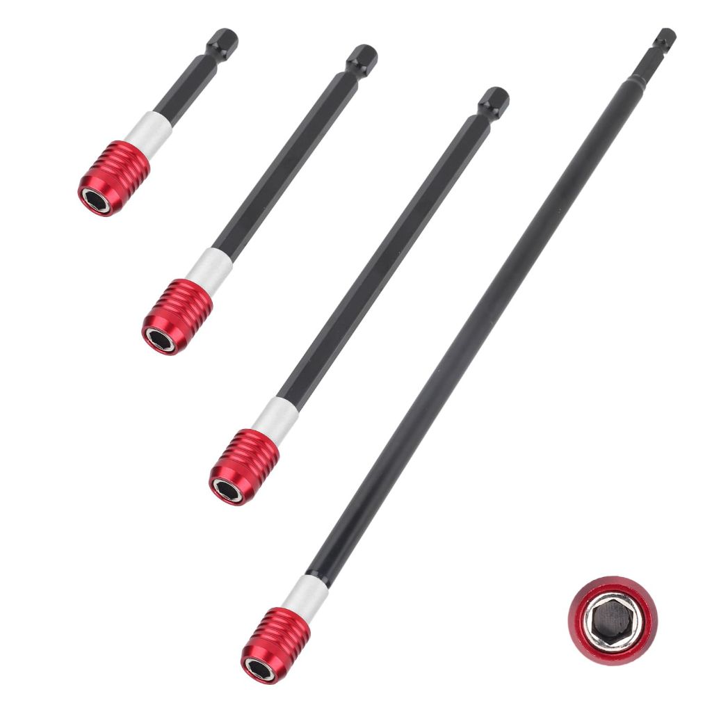 4-Piece Drill Bit Extension Set, 1/4 Inch Hex Shank Magnetic Bit Holder (2/4/6/12 Inch)