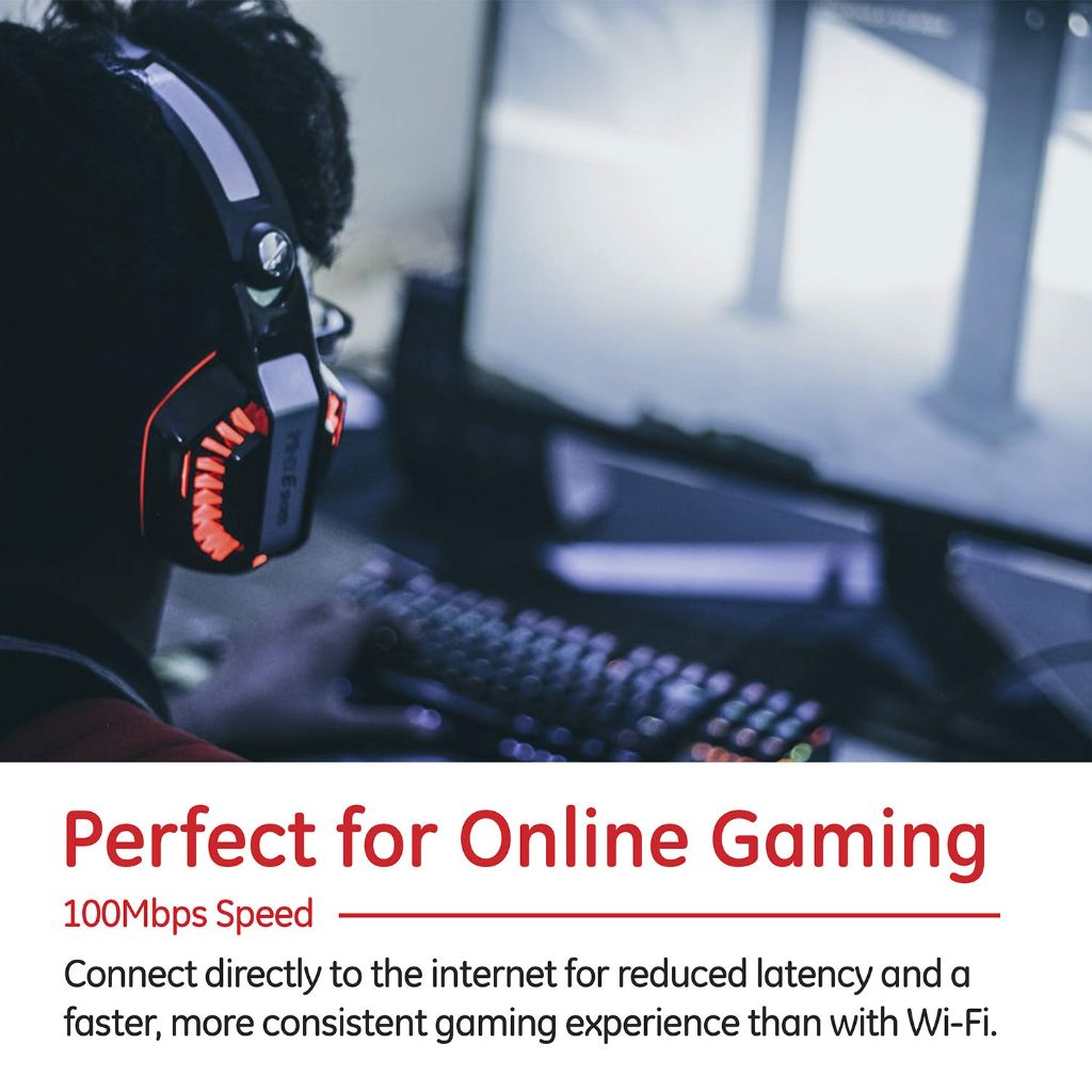 GE Cat5E Ethernet Cable Up to 100Mbps, Rated 100 Mhz, UTP for High Speed Internet Devices, RJ45 Connectors - Black, 6ft.