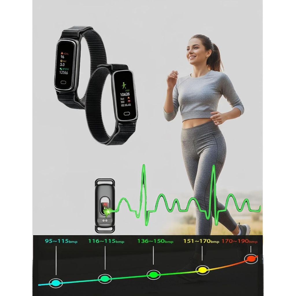 GTL1 Smart Fitness Tracker with Heart Rate, SpO2, Blood Pressure, Sleep Tracker, 16 Sport Modes SMS/SNS Notification - Black