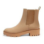 Coutgo Women's Chelsea Platform Chunky Low Heel Boots - Tan Suede, Size 7
