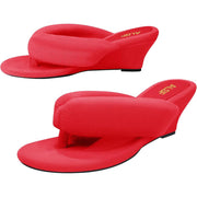 ALGF Women's Plush Wedge Sandal Slippers - Red, Size 9