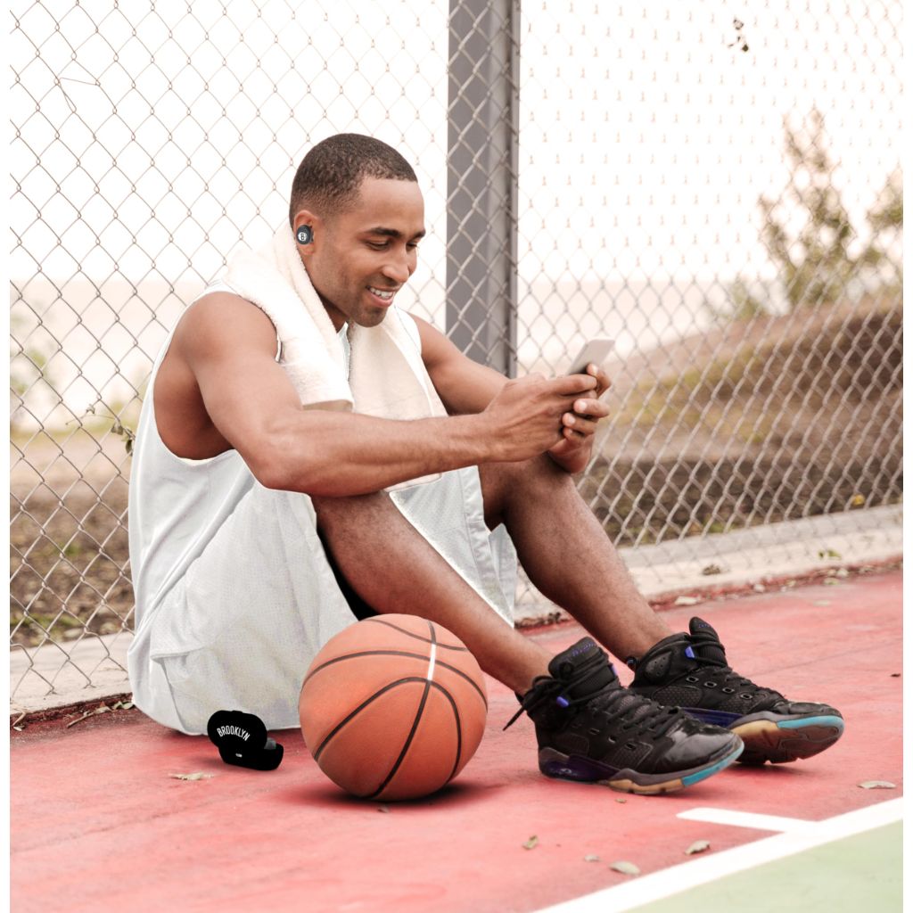 SOAR Officially Licensed NBA True Wireless Earbuds V.2 - Brooklyn Nets, Black