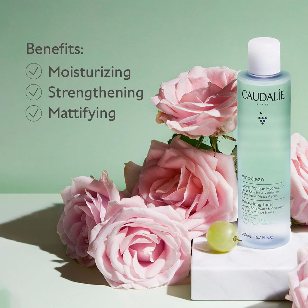 Caudalie Vinoclean Moisturizing Toner with Rose Water | 6.7fl oz