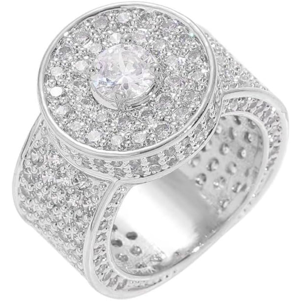Orbelix 14K Gold Men's Large Ring with Moissanite (White)