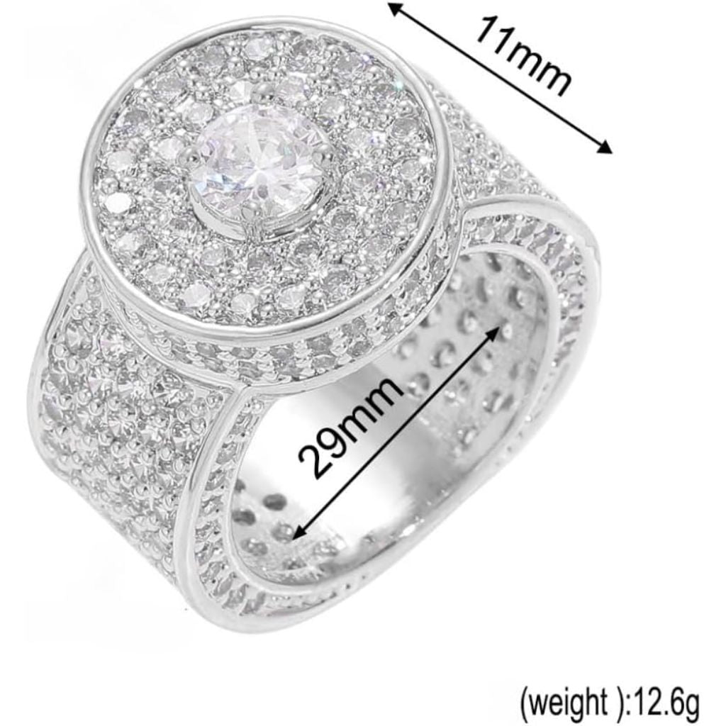 Orbelix 14K Gold Men's Large Ring with Moissanite (White)