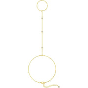 Trendy Lightweight Women's Chain Bracelets w/Ring Hand Chain (Gold)