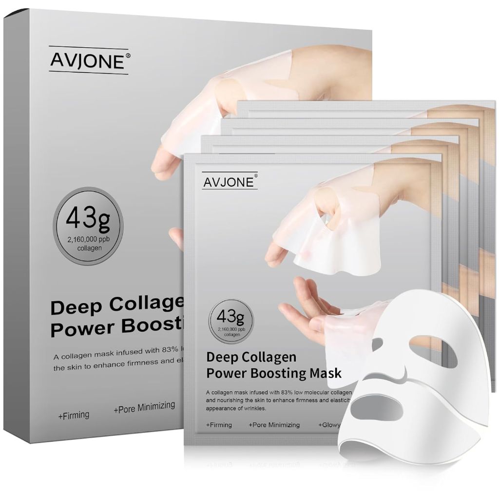 Deep Collagen Power Boosting Face Mask for Moisturized Glass Skin - 4ct.
