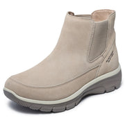SZ 5.5M, Skechers Women's EASY GOING - CASUAL ICON Hands Free Slip-Ins, Chelsea Suede Boot, Dark Natural