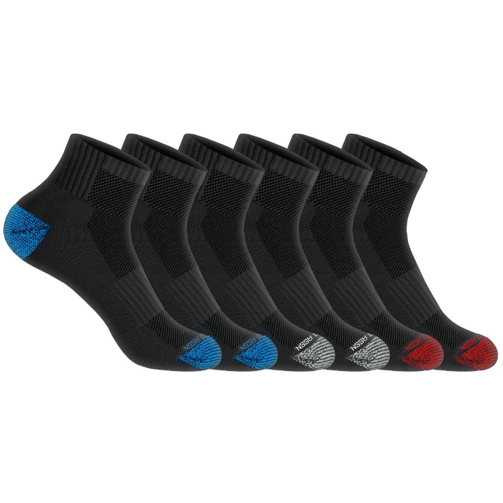 U.S. Polo Assn. Men's Quarter Length Athletic Performance Socks - Black, Size 6-12 (6 Pairs)