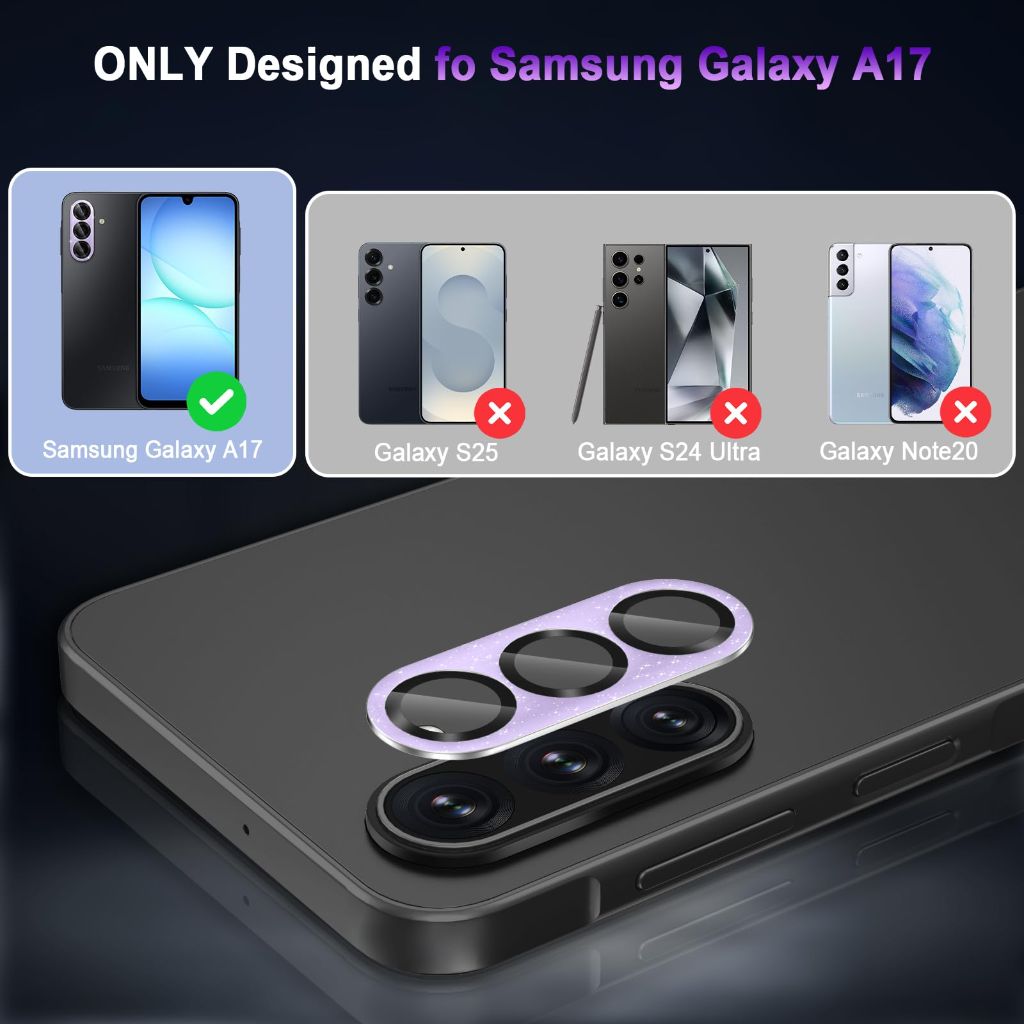 Camera Lens Protector for Samsung Galaxy A17 5G, 9H Hardness, Ultra-Thin Tempered Glass - Purple