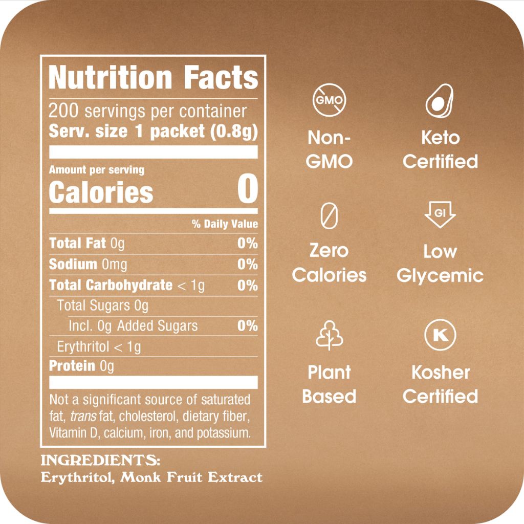 Monk Fruit In The Raw Sweetener Packets, 200ct.