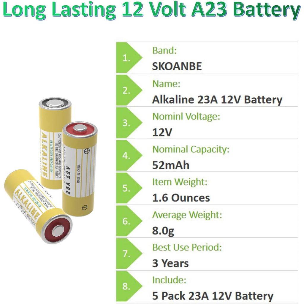 KaPonsec Premium Alkaline 12V Batteries - 23A - 5 Pack