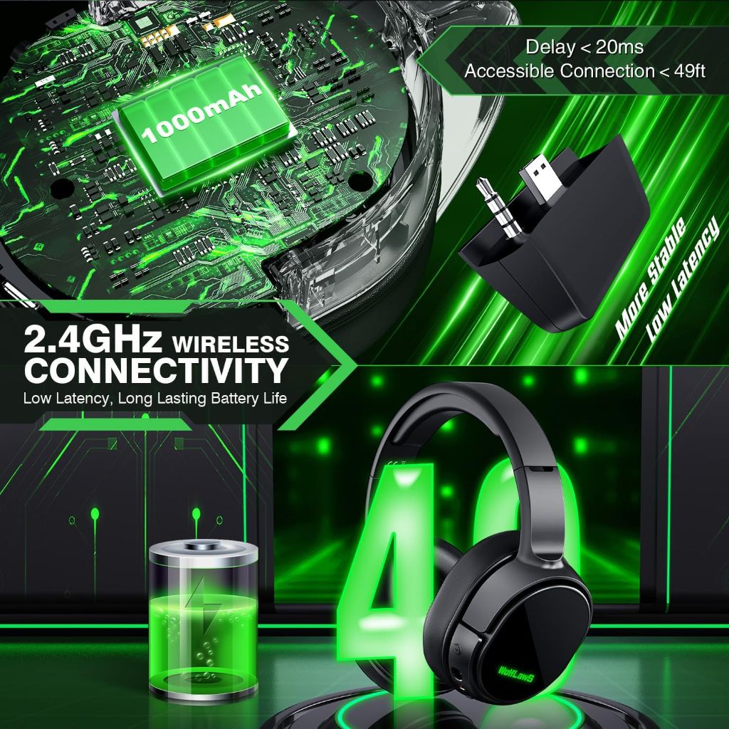 WolfLawS Wireless Gaming Headset for Xbox Series X|S, Xbox One, PS5, PC, Gaming Headphones with Bluetooth, Noise Canceling Mic