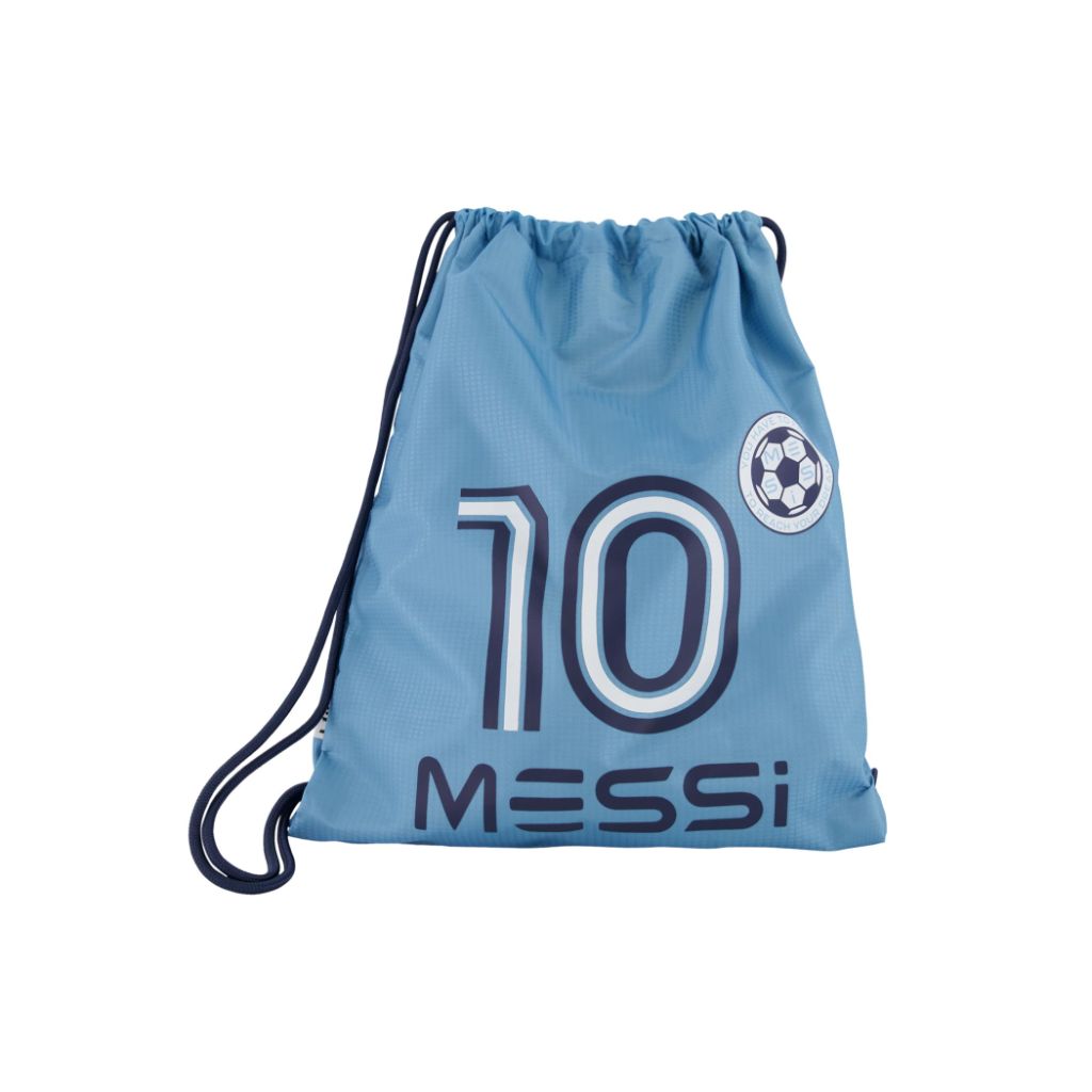 Messi Lifestyle Drawstring Bag, Side Pocket & Comfortable Straps, (Argentina Blue), One size