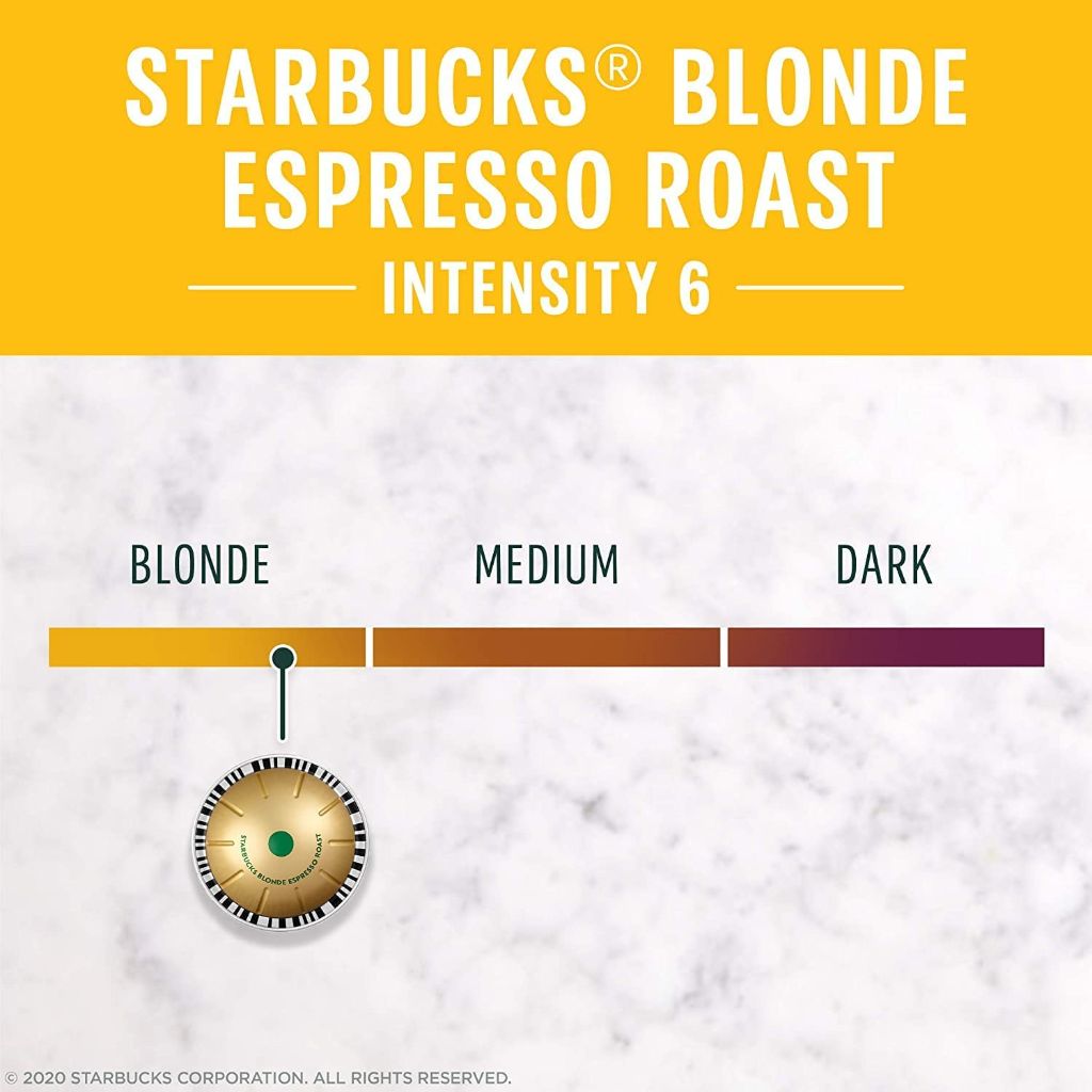 Starbucks Blonde Espresso Roast Capsules, Nespresso Vertuo Compatible, 10 Capsules Per Box (Pack of 1)